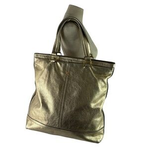 Genuine BURBERRY Metallic Gold Pebbled Leather Tote Bag Authenticated